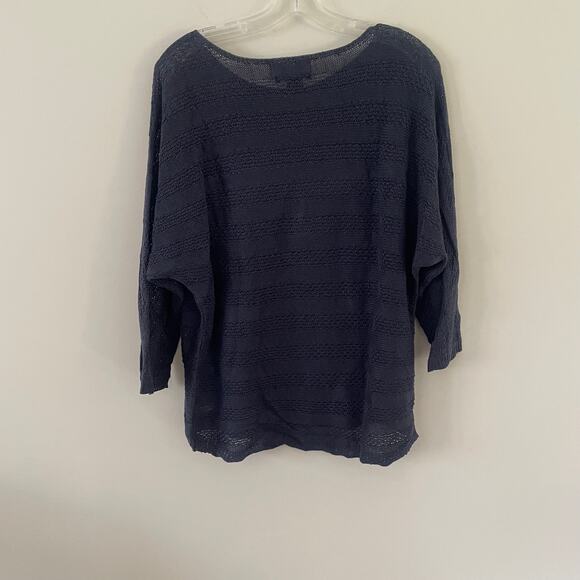 Tahari 100% Linen Light Weight Blue Knit Sweater Sz S - Picture 4 of 4